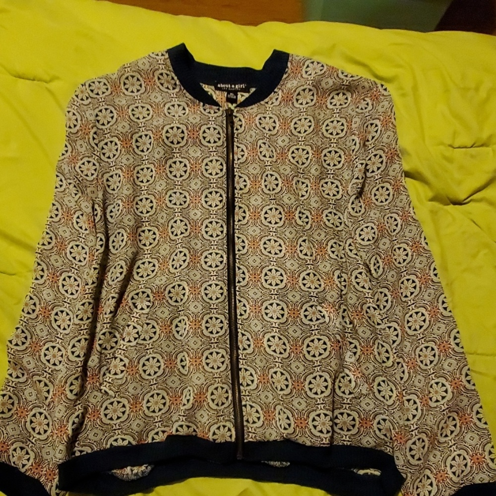 Sheer billowing bomber jacket.